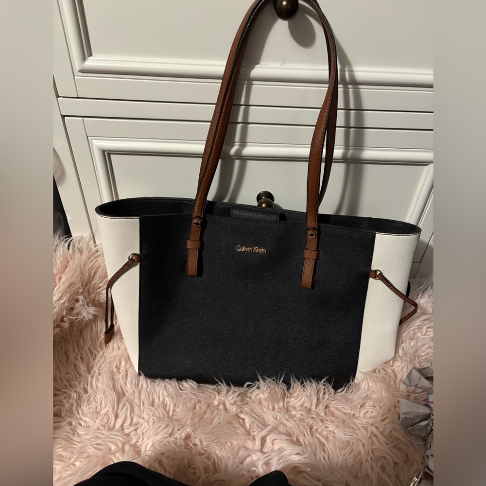 Calvin Klein Two-Tone Black and White Tote